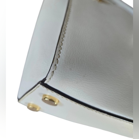 Michael Kors Ellis Small White Leather Satchel/Crossbody with Gold Accents - Picture 6 of 16